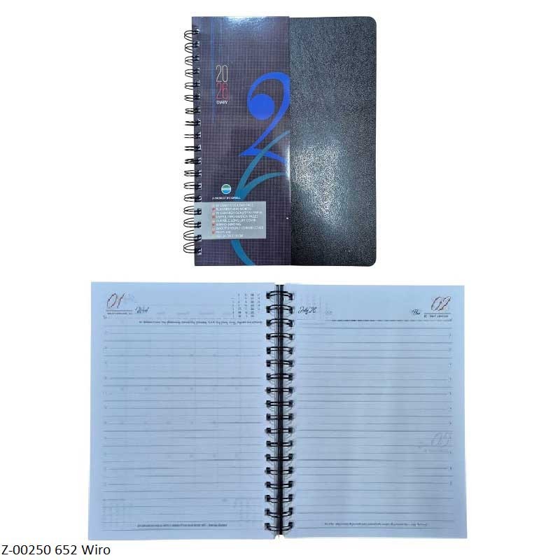 2026 Diary 652 Wiro 1 Date, Month Planner, Saturday-Sunday Clubbed