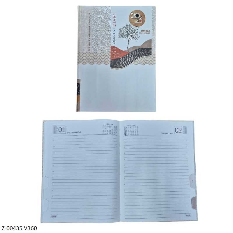 2026 Diary 365 Days V-360 Month Cut, Sunday Separate