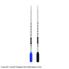 Cross 8511 Blue and 8513 Black Ballpoint Pen Refill Medium Point