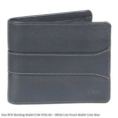 Elan RFID Blocking Wallet ECW-9702 Bifold Coin Pouch Wallet Blue