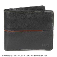 Elan RFID Blocking Wallet ECW-9703 Coin Wallet With Flap Black