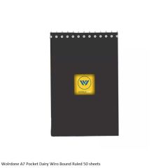 Worldone Pocket Wiro bound Double sided Ruled Notebook with 50 sheets, PP Cover, 70 gsm Papers