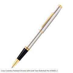 Cross Coventry Polished Chrome with Gold Tone Rollerball Pen AT0665-2