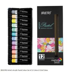 Brustro Artist's Acrylic Pastel Colour Set of 12 Colors X 12ml Tubes
