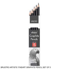 Brustro Artists Fineart Graphite Pencil Set of 5 - 2B, 4B, 6B, 8B and 10B Degree