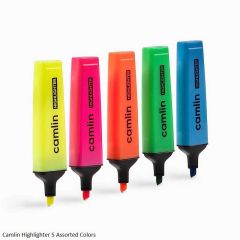 Kokuyo Camlin Highlighter Smooth and Bright - Pack of 5 Assorted colours