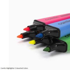 Kokuyo Camlin Highlighter Smooth and Bright - Assorted Colours Blue, Orange, Green, Pink, Yellow