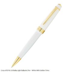 Cross Bailey Light White With Golden Tone Ballpoint Pen AT0742-10