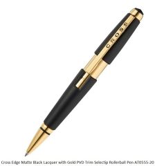 Cross Edge Matte Black Lacquer with Gold PVD Trim Selectip Rollerball Pen AT0555-20
