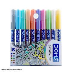 Doms Metallic Brush Pen set of 10 shades in metallic colours