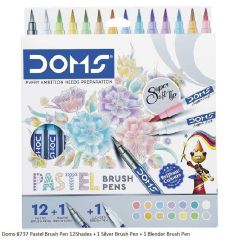 Doms 8737 Pastel Brush Pen 12Shades + 1Silver Brush Pen + 1Blender Brush Pen