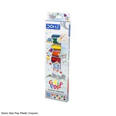 Doms Grip Pop Plastic Crayons 12 Shades 