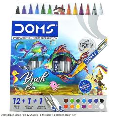 Doms 8137 Brush Pen 12Shades + 1Metallic Brush Pen + 1Blender Brush Pen