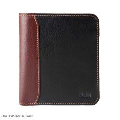 Elan ECW-9605 Leather Vertical Bifold Zipper Coin Wallet Black