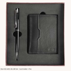 Elan EGS-6051-BL Gift Set - RFID Black Card Holder + Pen