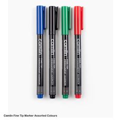 Camlin Fine Tip Permanent Markers  Black Colour - Assorted Colours Blue, Black Green, Red