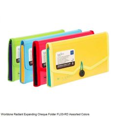 Worldone Radiant Series FL03-RD Cheque Expanding File with Elastic Closure 13 Pockets