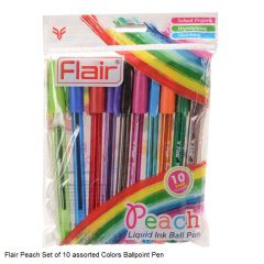 Flair Peach Set of 10 assorted Colors Ballpoint Pen Pouch Packing