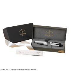 Parker Set Odyssey Dark Grey BMT Rollerball and Ball Pen Click