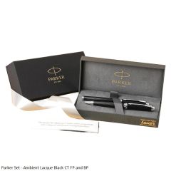 Parker Set Ambient Lacque Black CT Fountain and Ball Pen