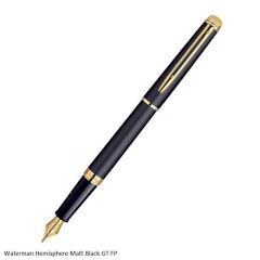 Waterman Hemisphere Matte Black Gold Trim Fountain Pen Medium Point