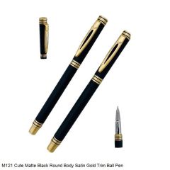 Pen M121 Cute Mat SP Black with Matte Gold Trim and Rings Ball Pen