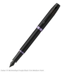 Parker IM Amethyst Purple Black Trim Fountain Pen Medium Point