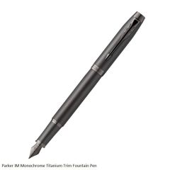 Parker IM Monochrome Titanium Trim Fountain Pen with Medium Point Nib