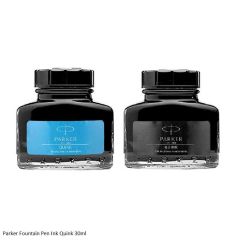 Parker Fountain Pen Ink Quink 30ml in Black and Blue Shades