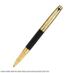 Parker Aster Black and Gold Essential Gold Trim Roller Ball Pen