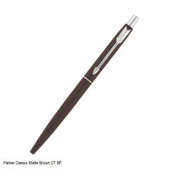 Parker Classic Matte Brown Chrome Trim Ballpoint Pen Blue Ink for Smooth Writing 