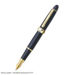 Pierre Cardin President Premium Fountain Pen Luxurious Black Lacquer Finish Body with Golden Trims & Nib