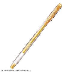 Uni-Ball Signo UM-100 Gel Pen in 0.8 mm in Gold Ink colour