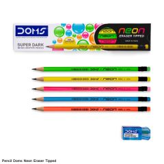 Doms Neon Rubber Tipped HB/2 Graphite Pencils pack of 10pencils
