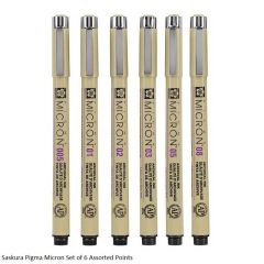 Sakura Pigma Micron Fineliner XSDK-6 Set of 6 Different Sizes Points