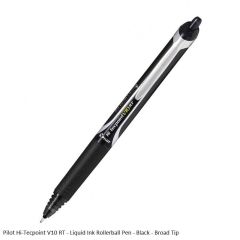 Pilot Hi-Tecpoint V10 RT - Liquid Ink Rollerball Pen Broad Tip in Black Ink
