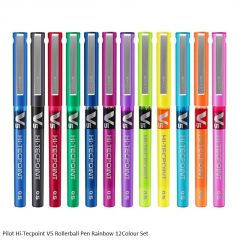Pilot Hi-Tecpoint V5 - Liquid Ink Rollerball Pen - Fine Tip - 12 Assorted Colors Pack