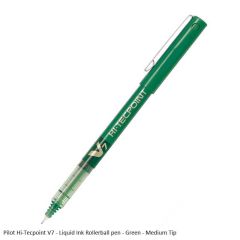 Pilot Hi-Tecpoint V7 - Liquid Ink Rollerball Pen - Medium Tip in Green Ink