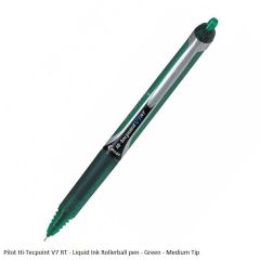 Pilot Hi-Tecpoint V7 RT - Liquid Ink Rollerball Pen Medium Tip in Green Ink