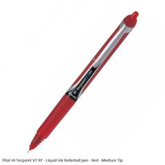Pilot Hi-Tecpoint V7 RT - Liquid Ink Rollerball Pen Medium Tip in Red Ink