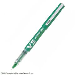 Pilot Hi-Tecpoint V5 Refillable - Liquid Ink Rollerball Pen - Begreen - Extra Fine Tip in Green Ink