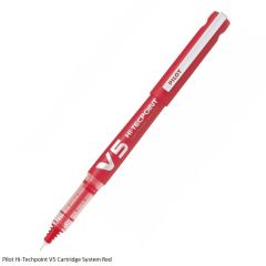 Pilot Hi-Tecpoint V5 Refillable - Liquid Ink Rollerball Pen - Begreen - Extra Fine Tip in Red Ink