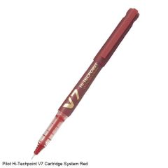 Pilot Hi-Tecpoint V7 Refillable - Liquid Ink Rollerball Pen - Begreen - Medium Tip in Red Ink