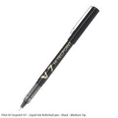 Pilot Hi-Tecpoint V7 - Liquid Ink Rollerball Pen - Medium Tip in Black Ink