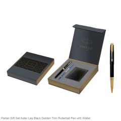 Parker Gift Set Aster Matte Black Rollerball Pen with Notebook