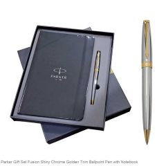 Parker Gift Set Ambient Laq Black Golden Trim Rollerball Pen with A5 Note Book
