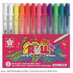 Sakura - Gelly Roll Moonlight and White - 10 Assorted Colors and 2 White Gel Pen