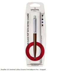 Sheaffer 321 Sentinel Coffee Chrome Trim Ballpoint Pen - Hangsell