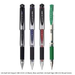 Uni-ball Gel Impact UB-153S Gel Pen in Black, Blue, Red, Green Ink