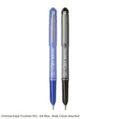 Unomax Enjoy Fountain Pen Blue Ink, Fine Point